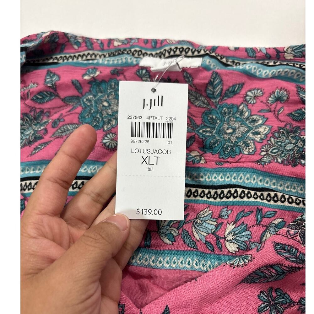 NWT J.Jill Womens XL Tall Dreamscape Border-Print Maxi Dress Floral Girly Resort - Picture 7 of 10